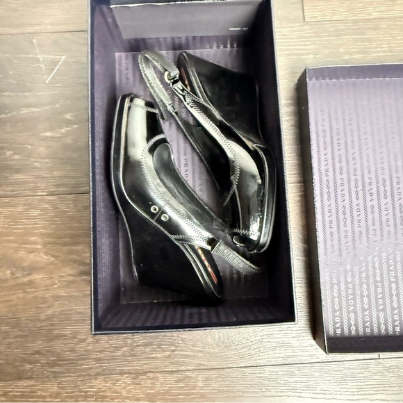 Prada Black Patent Leather Wedges - Picture 8 of 8